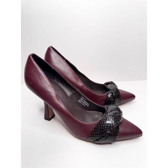 Gabrielle Union Pumps Size 7.5‎ Pointed Toe Burgundy Twist Detail Slip On Shoes